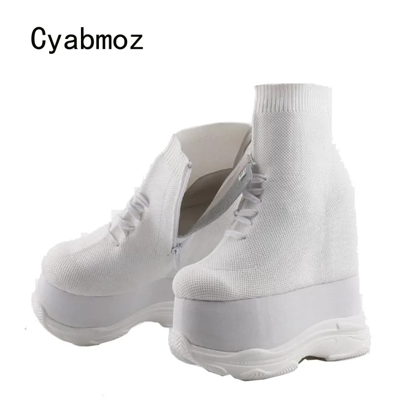 Cyabmoz Women High heels Sneakers height increasing Shoes Breathable Platform Woman Pumps Shoes Tenis feminino Zapatos mujer