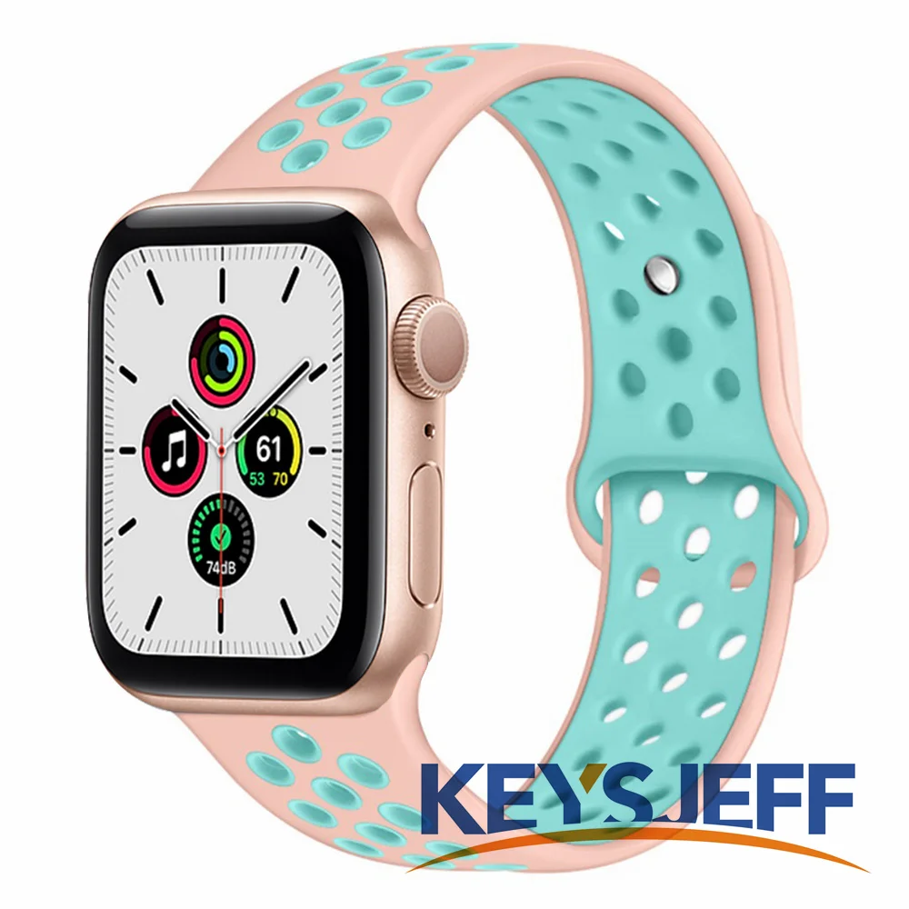 Breathable Straps Compatible with Apple Watch Band 45/41mm 44/40mm 42/38mm Two-tone For iWatch Series SE 7/6/5/4/3 81010