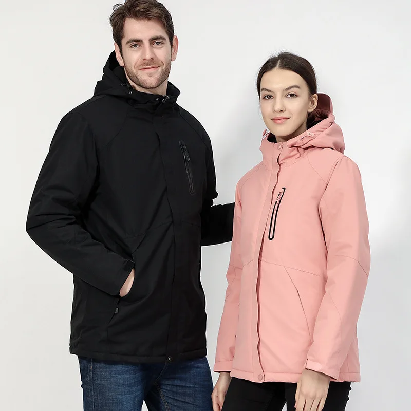 Couple Waterproof Jacket Men Solid Down Cotton Hiking Jacket Keep Warm USB Heated Jacket Men Women Plus Size Regenjacke Herren