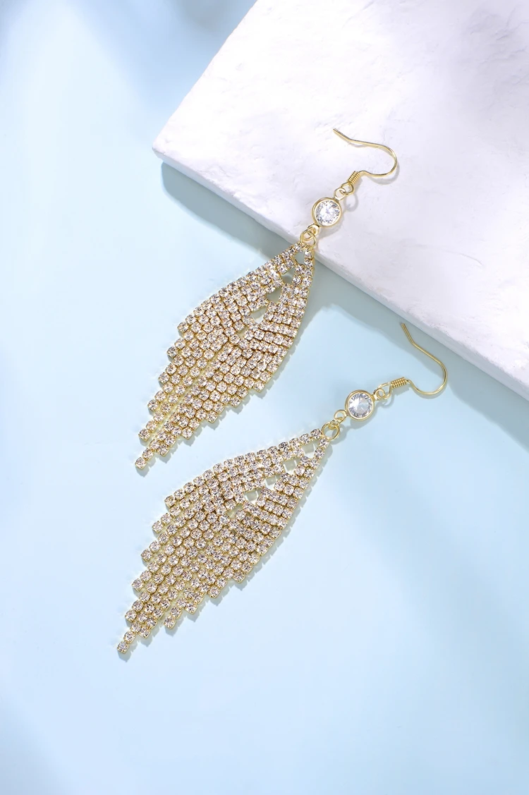 SDA Luxury Big Long Tassel Dangle Drop Earrings for Women Crystal Rhinestone Korean Dinner Party Wedding Jewelry Drop Shipping