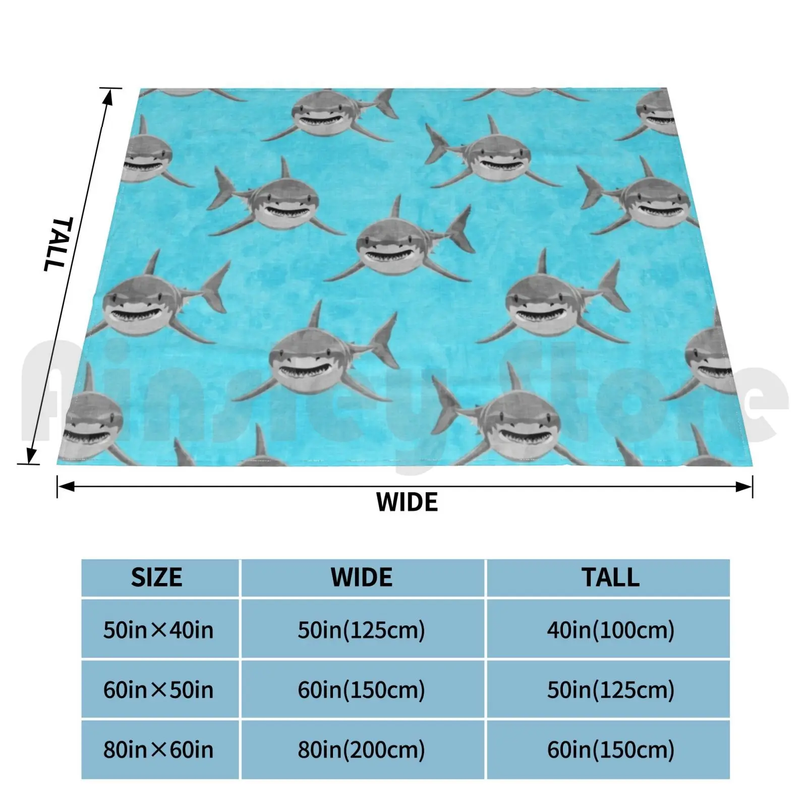 Great White Sharks-Teal Blanket Fashion Custom Sharks Great White Shark Lover Shark Week Shark Shark