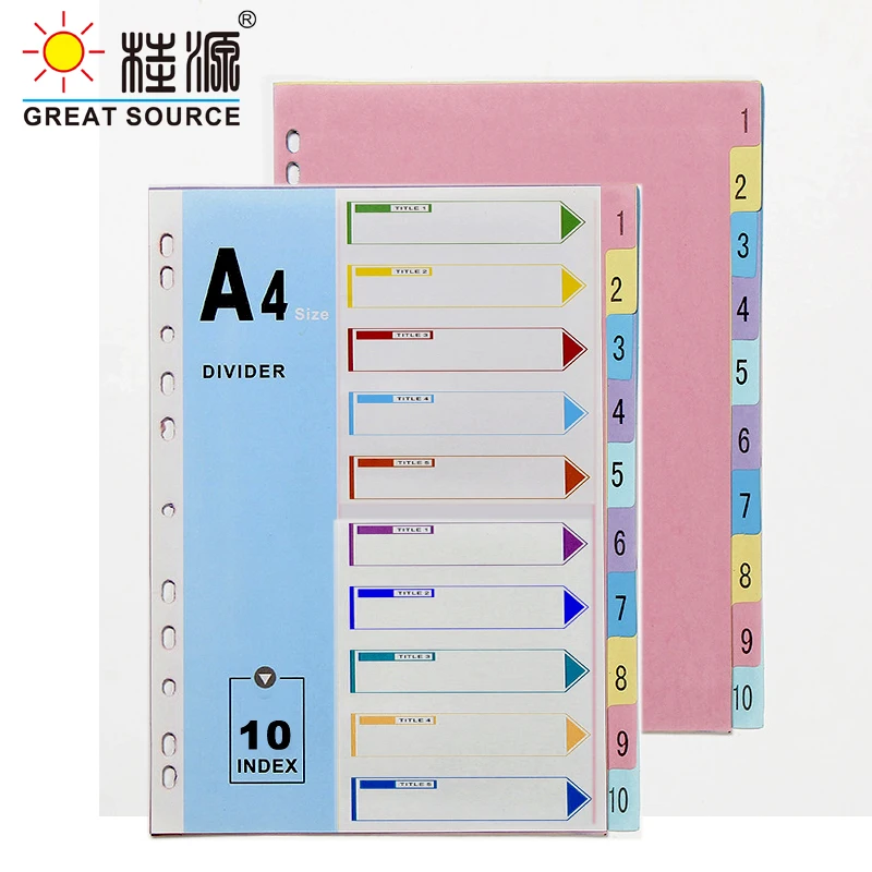 MQQA4 Planner Index 11 Holes 10 Dividers Per Set Colorful CardBoard Index Card For Loose Leaf Paper File Folder Dividers(3 Sets)