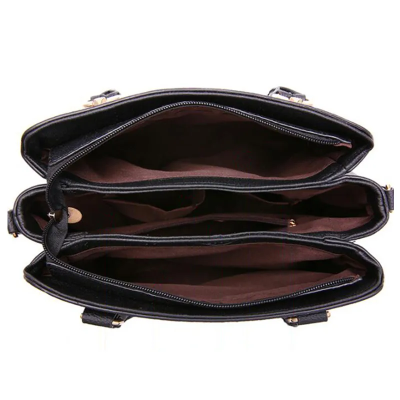 Fashion Black Lady Simple Hand Bags Women Handbags Tassel PU Leather Totes Bag Top-Handle Embroidery Crossbody Bag Shoulder Bag image 5