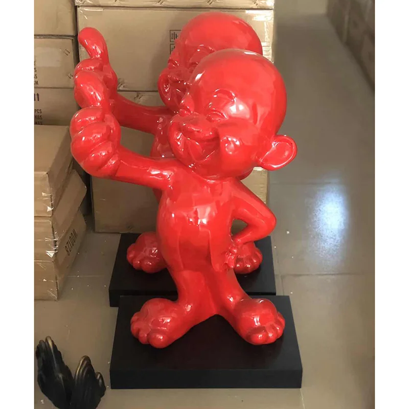 ديكور الغرفة الثناء الرجل الأحمر التماثيل شخصيات مجردة المنحوتات اكسسوارات المنزل التماثيل الداخلية الراتنج حلية الهدايا #3