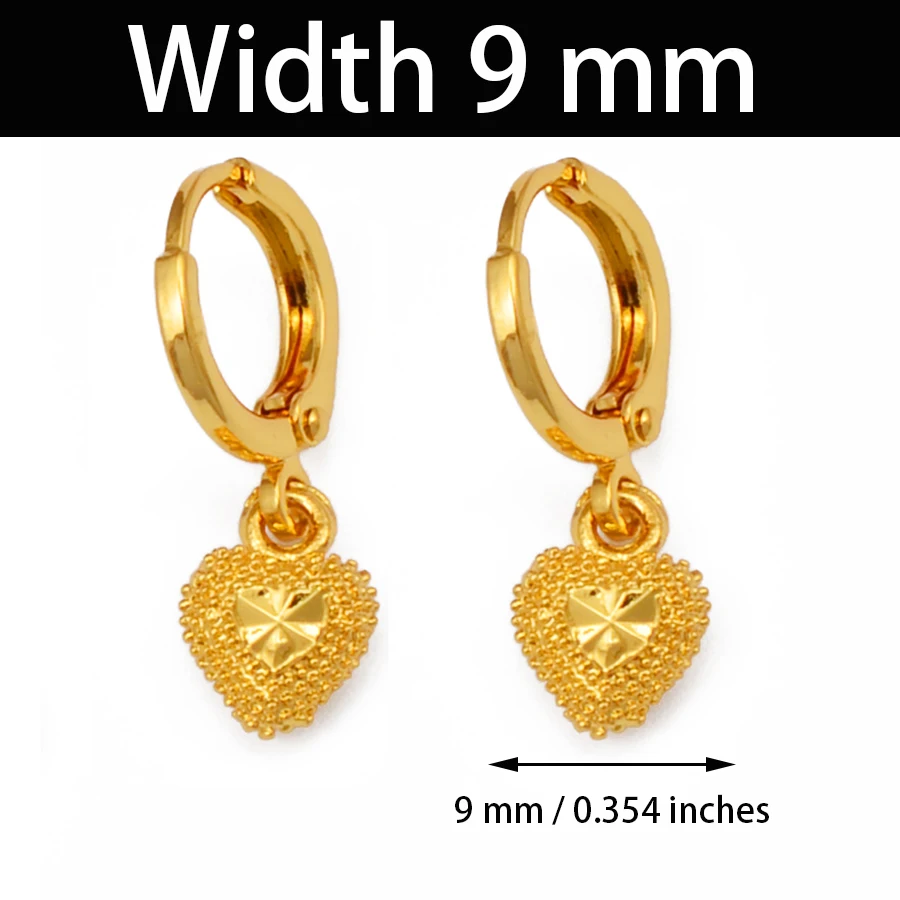 Anniyo Mini Small Size Heart Stud Earrings Women Girls Kids Gold Color Jewelry Birthday Party African Arab Ornaments #002736