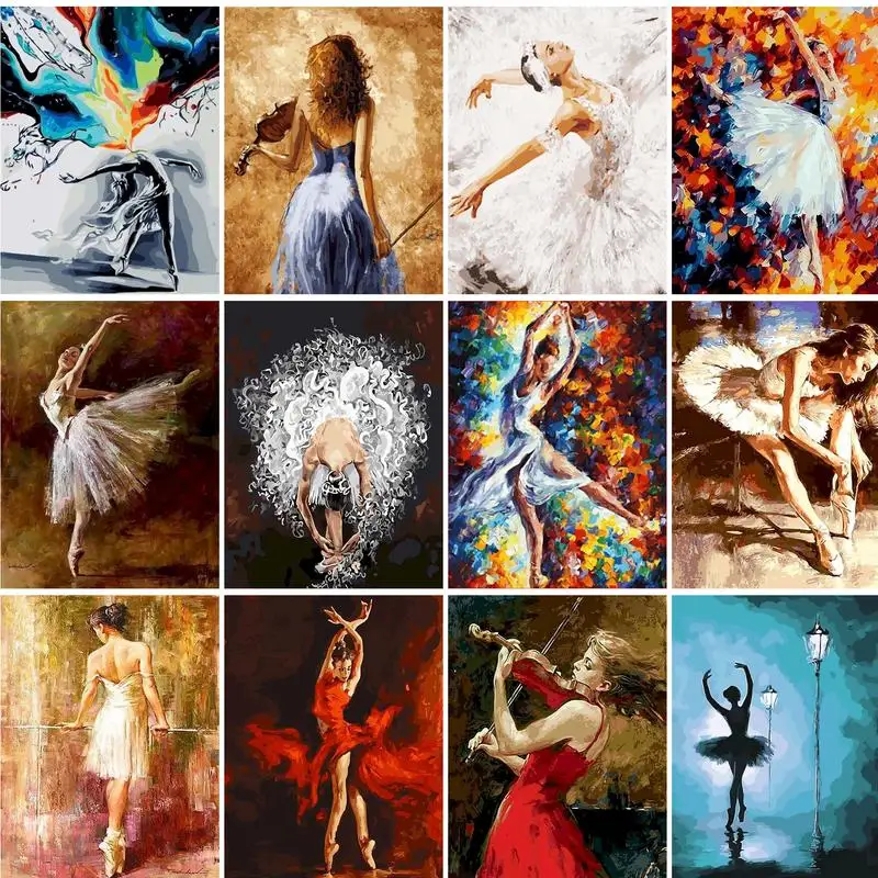 GATYZTORY DIY Painting By Numbers Zero Basis HandPainted Oil Painting Dancing Girl Picture Paint Unique Gift Home Decoration