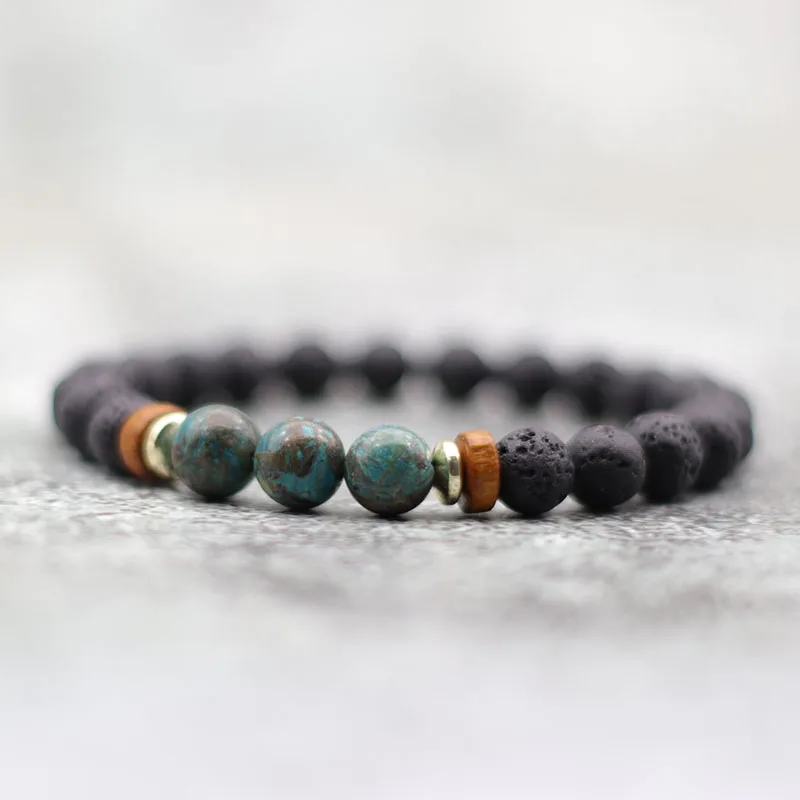 Bracelet en pierre de lave naturelle pour hommes et femmes, 8mm, yeux de tigre de qualité A, Amazon, bois impérial, hématite, perles, méditation, Joias