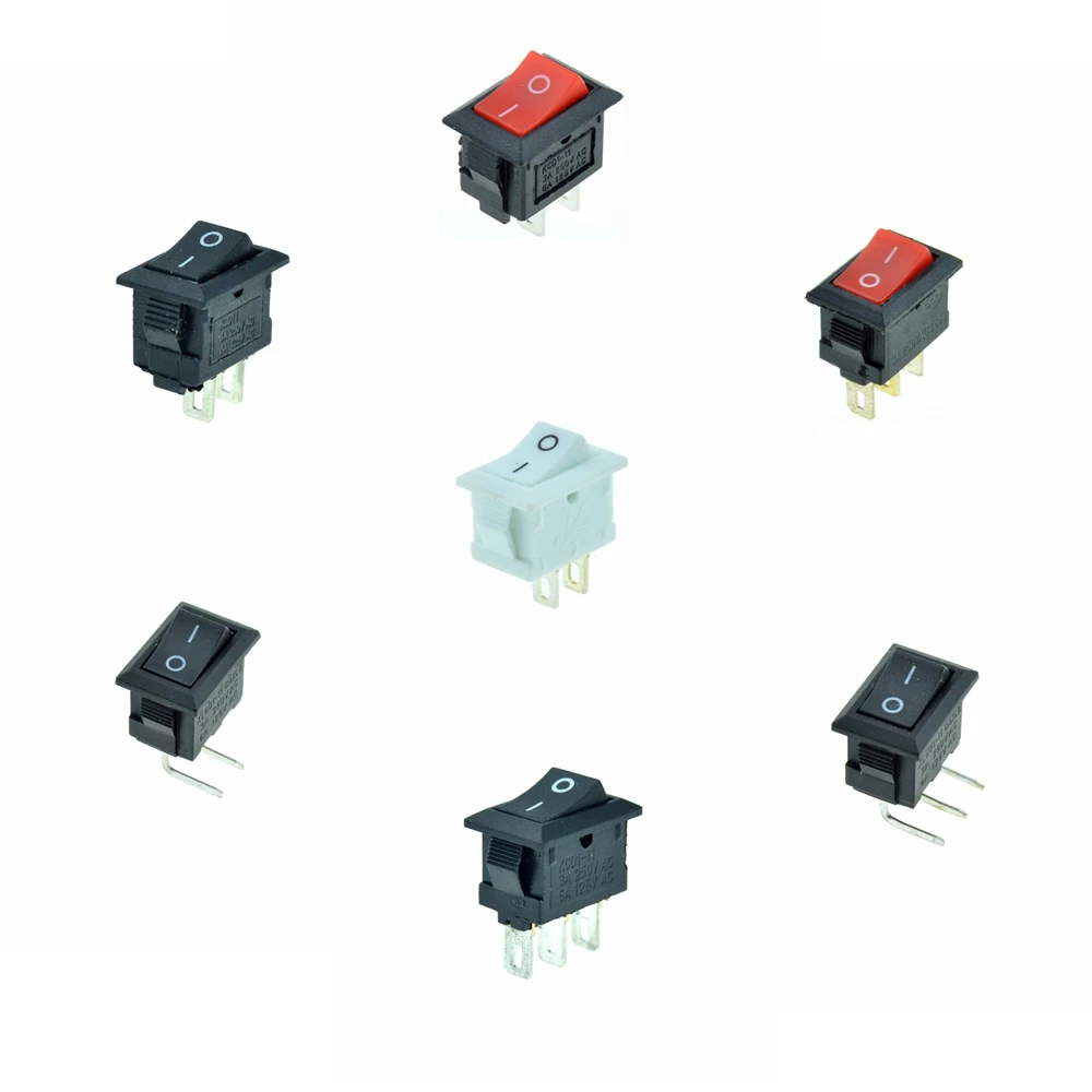 Car Rocker Switch 3A 250VAC/6A 125VAC 12V 2Pins 3Pins 2 Positions ON/OFF ON/ON SPST SPDT 13x9mm Hole Boat Switch Red Black White