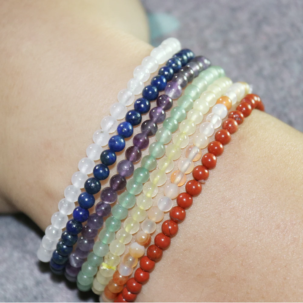 MG0047 Wholesale 7 Chakra Yoga Mala 4 MM Beads Bracelet New Design Womens Mini Gemstone Yoga Jewelry