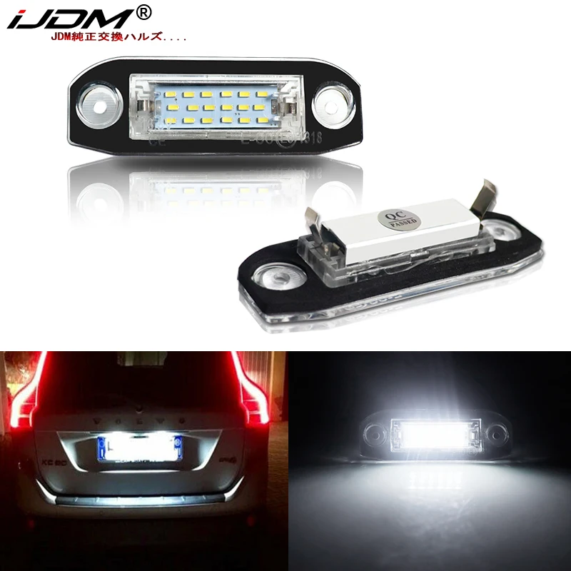 IJDM 2 ชิ้น Canbus LED ป้ายทะเบียนสําหรับ Volvo S80 XC90 S40 V60 XC60 S60 C70 V50 XC70 V70 สีขาวรถ - จัดแต่งทรงผมจํานวน 12 โวลต์