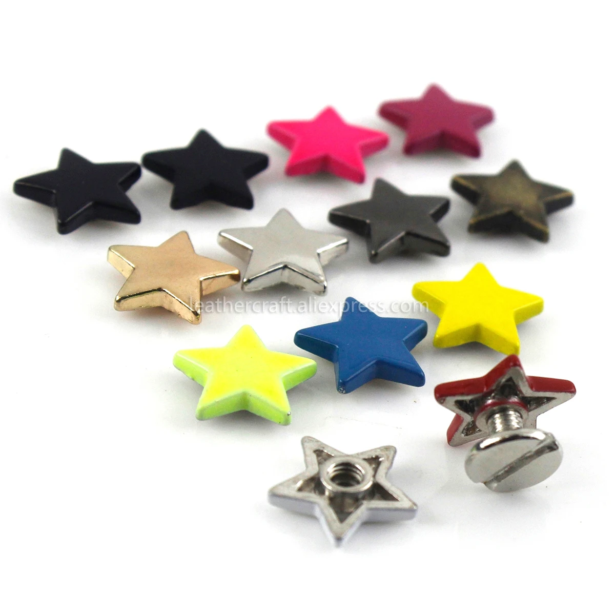 10pcs Metal Stars Rivets with Screw Punk Screwback Studs More Color Bag Clothing Garment Shoes Hat Leather Belt DIY Decor