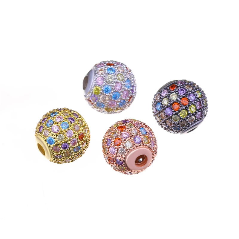 Juya DIY Metal Ball Beads Supplies Micro Pave Hollow Ball Charm Beads For Women Natural Stones Bracelets Earrings Jewelry Making