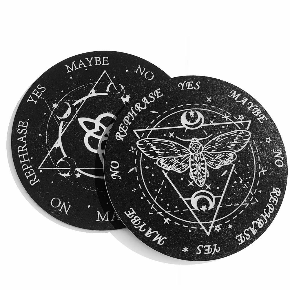 Pannello a pendolo in legno Divinazione Fetta Base in legno Stregoneria nera Parete Stella Gatto Luna Stregoneria Planchette Home Christian Decor
