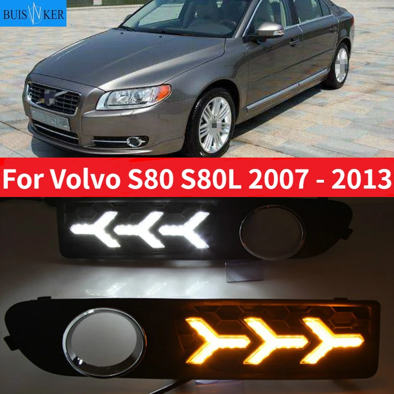 

2pcs For Volvo S80 S80L 2007 2008 2009 2010 2011 2012 2013 Car LED DRL Daytime Running Lights Running Lamp