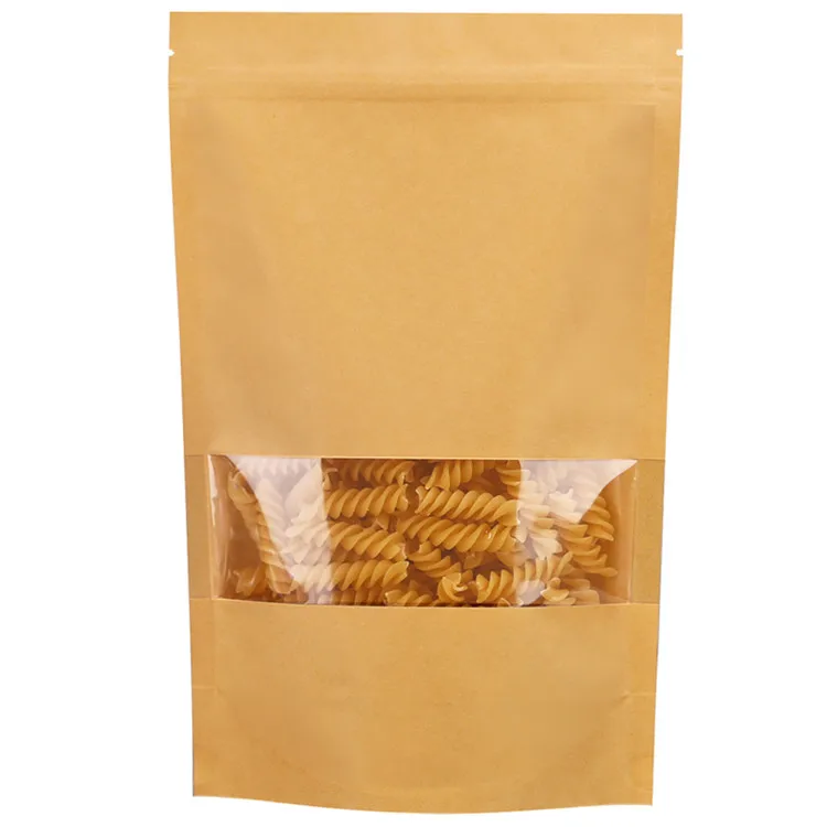 Kraft Paper High Clear Window Zip-Lock Bags Stand Up Food Dried Fruits Tea Beaf Coffee Heat Sealing Packaging Storage Pouches