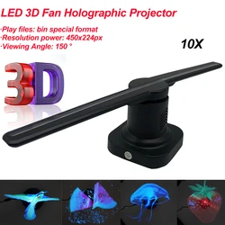 10 pçs/lote luz de discoteca 3d holograma projetor exibição publicidade led fã holográfico olho nu ventilador luz para bar dj luzes palco