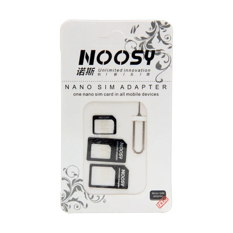 2000pcs 4 in1 Nano Micro SIM Card Adapter with Eject Pin Retail Package for iPhone Samsung LG Huawei Xiaomi HTC Mobile Phones