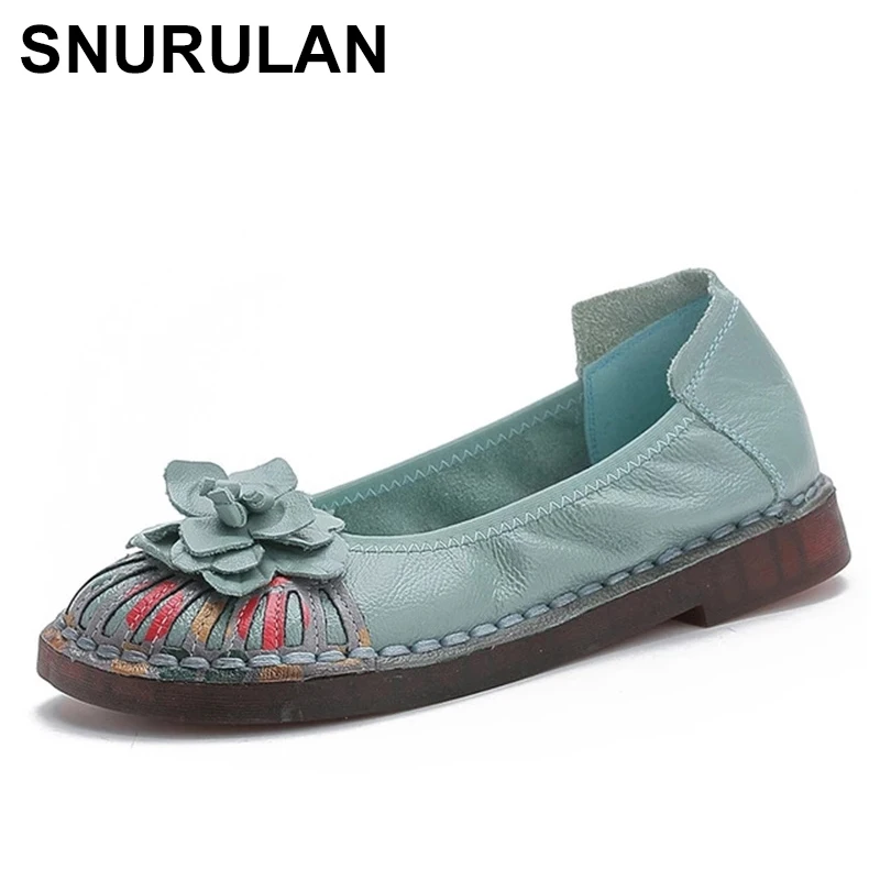 SNURULAN Summer Ladies Fashion Women Shoes Elegant Comfort Women's Casual Office Shoes Leisure Genuine Leather Shoe