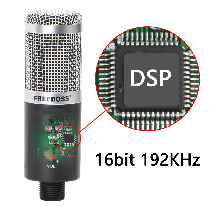 FREEBOSS FB-W03 192KHz 16 bit Sampling-frequenz Nieren Kapsel Geräuscharm Aufnahme Chat USB Computer Kondensator Mikrofon