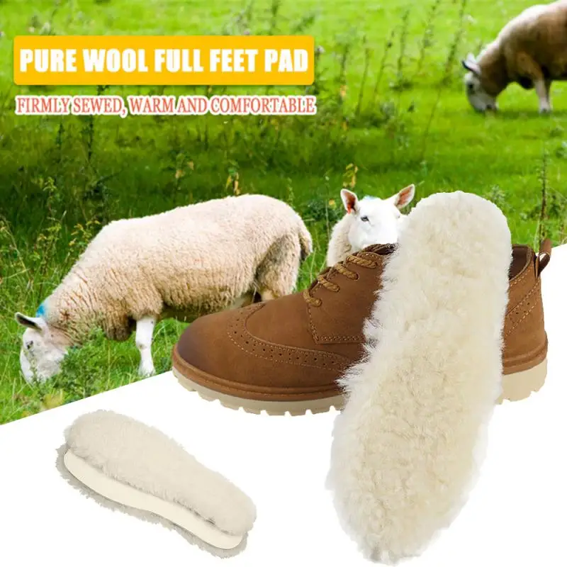 1 Pair Warm Insoles Plush Fur Insole Snow Boots Sweat Absorbent Warm Winter Wool Foot Pad Sport Shoes Insoles