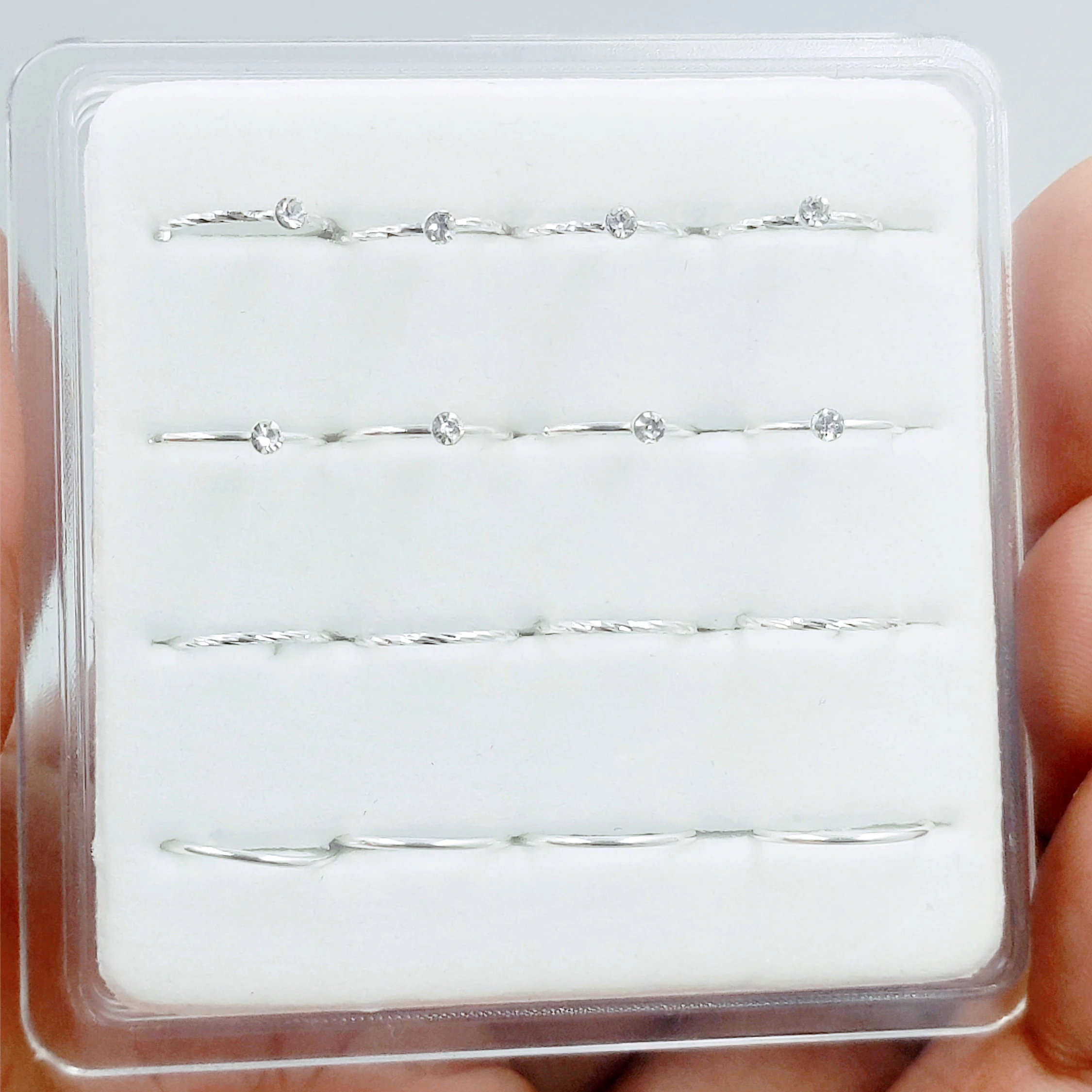 16pcs/lot 925 Sterling Silver Nose Ring 22G piercing nose hoop ring body piercing  jewelry