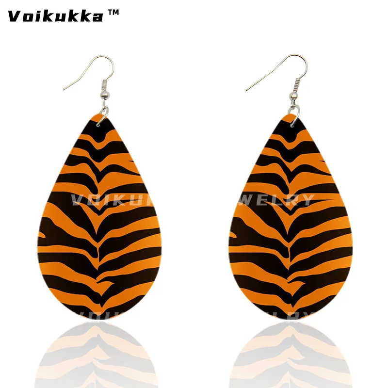 Voikukka Jewelry Tear Drop Pendant African Fabric Pattern Elements Wooden Both Sides Print African Dangle Earrings For Women