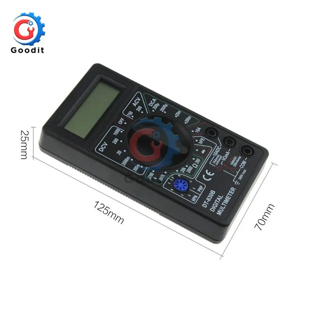 DT830B AC/DC LCD Digital Multimeter 750/1000V Voltmeter Ammeter Ohm Tester High Safety Handheld Meter Digital Multimeter