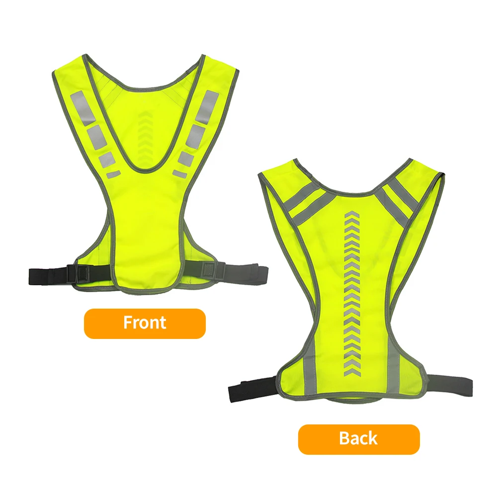 Reflective Vest with Adjustable Buckle Inside Pocket Arrow Direction Indicator Reflector Jacket Vest for Running Jogging Cycling