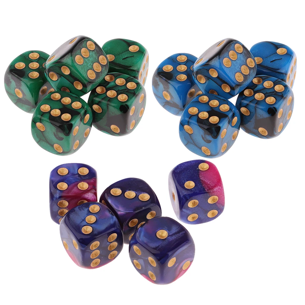 Pack Of 15pcs Dice 6 Faces 16mms Game Of Colorful Dice For Bunco Or Teaching Mathematics