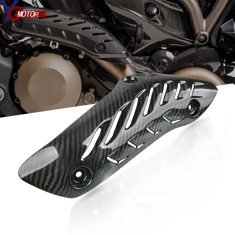 

Carbon Fiber Muffler Pipe Exhaust Heat Shield Cover For Ducati Monster 821 1200 2014-2017 2016 2015 Muffler Covers Protector