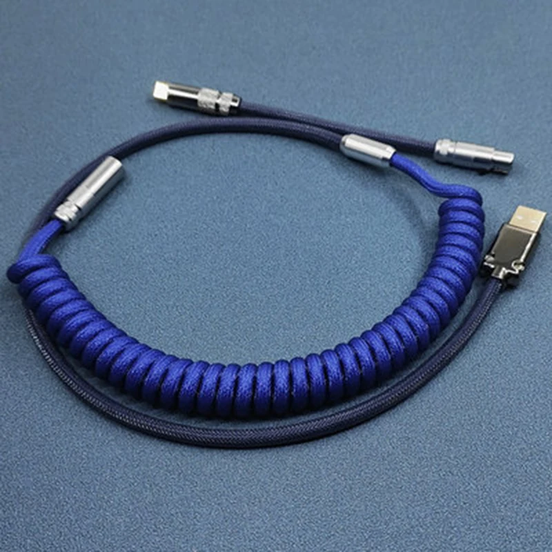 ที่กำหนดเองทำด้วยมือ DIY ที่ถอดออกได้ Coiled Cable คีย์บอร์ด Type-C Mini Micro USB สำหรับแป้นพิมพ์