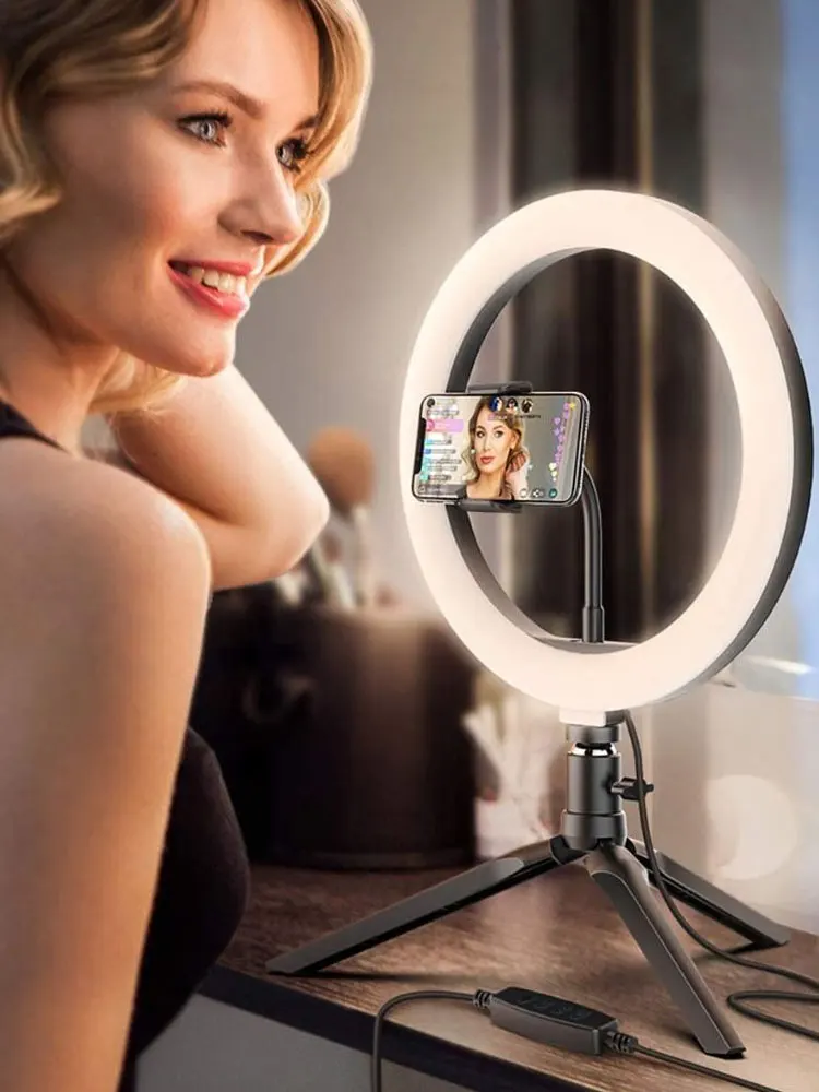 

10inch Dimmable LED Selfie Ring Fill Light Phone Camera Led Ring Makeup Lamp With Tripod For Video Youtube Tik Tok