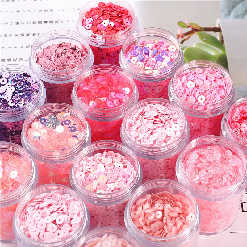 Popularity Pink Sequins For Craft 1 Box 4mm Flat Round Sequins Glitter Paillettes For Jewelry Phone Nail Art Sewing Material