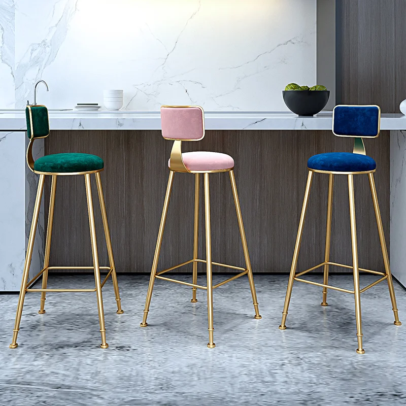 Sgabello da bar nordico in ferro battuto Schienale moderno e minimalista per la casa Sedia da pranzo Sgabello alto Sgabello da bar per caffè Sgabello da bar