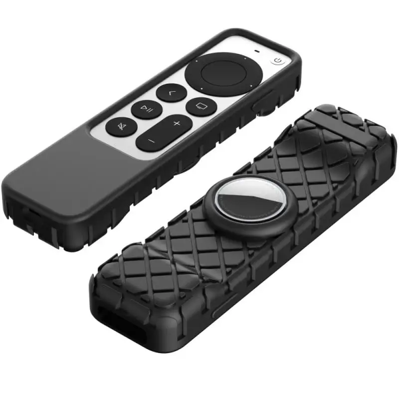 حافظة حماية لجهاز التحكم عن بعد من السيليكون لهواتف أبل 4K HD TV Siri غطاء متين مضاد للانزلاق لهواتف أبل AirTag مقاومة للصدمات