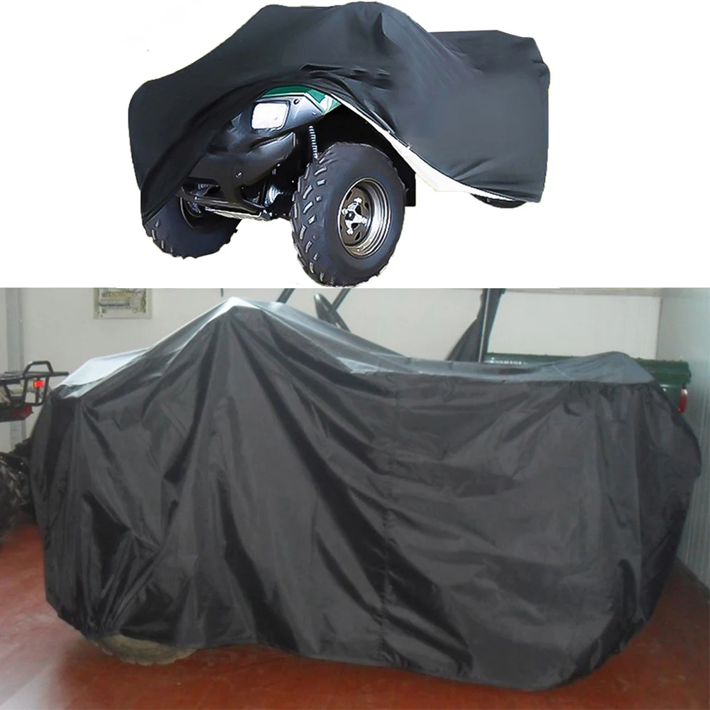 Universal Black 190T Motorcycle Waterproof Cover Quad Bikes ATV For Polaris Honda Yamaha Suzuki Size M L XL 2XL 3XL D15