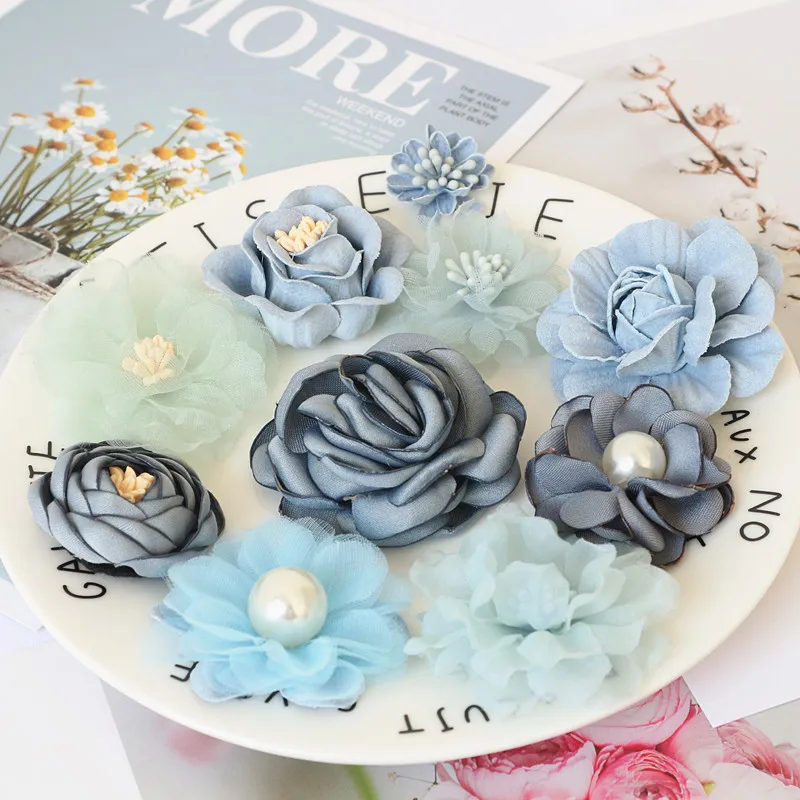 10 teile/satz mischen Stoff Blumen Simulation Blumen kopf Dekoration Blumen für DIY Zubehör – Detail 23