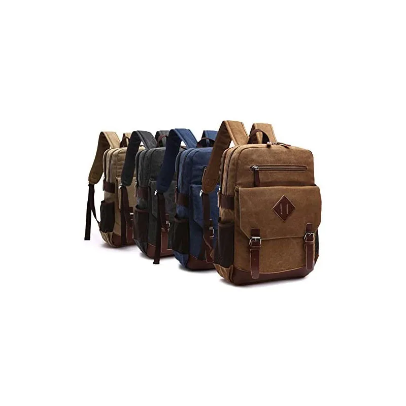 Mens Large Vintage Canvas Backpack for Men Canvas Bookpack Fits Most 15.6 Inches laptop School Laptop Bag Hiking Travel Rucksack