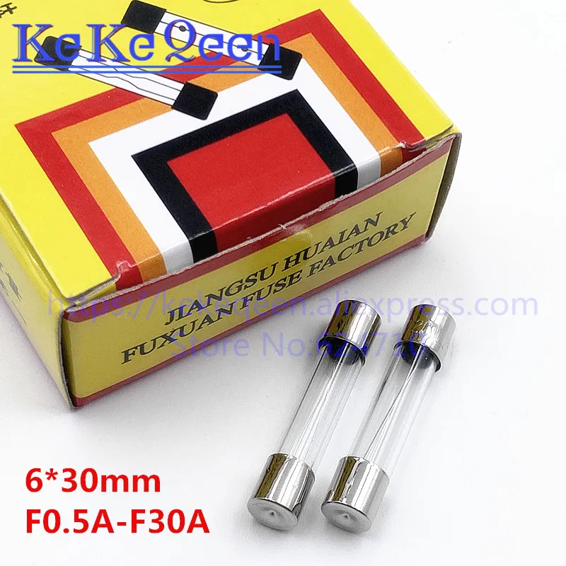 100PCS NEW 250V 6*30 0.5A 1A 2A 3A 4A 5A 6A 7A 8A 10A 12A 15A 20A 25A 30A 6*30mm Fast Blow Glass Fuses Insurance Tube original