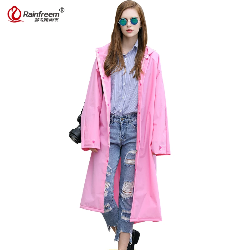 

Rainfreem Outdoor Easy Carry EVA Raincoat Women/Men Impermeable Plastic Transparent Rain Coat 7 Colors Rain Gear Poncho