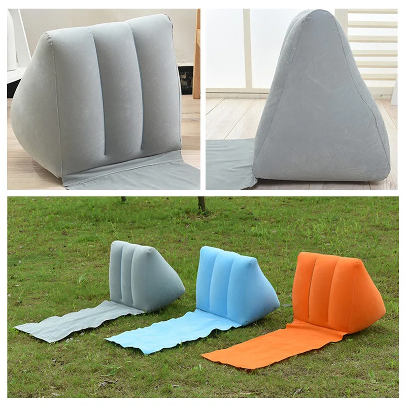 Foldable Soft Inflatable Beach Mat Festival Camping Leisure Lounger Back Pillow Cushion Chair Seat Air Bed Travel Mattress