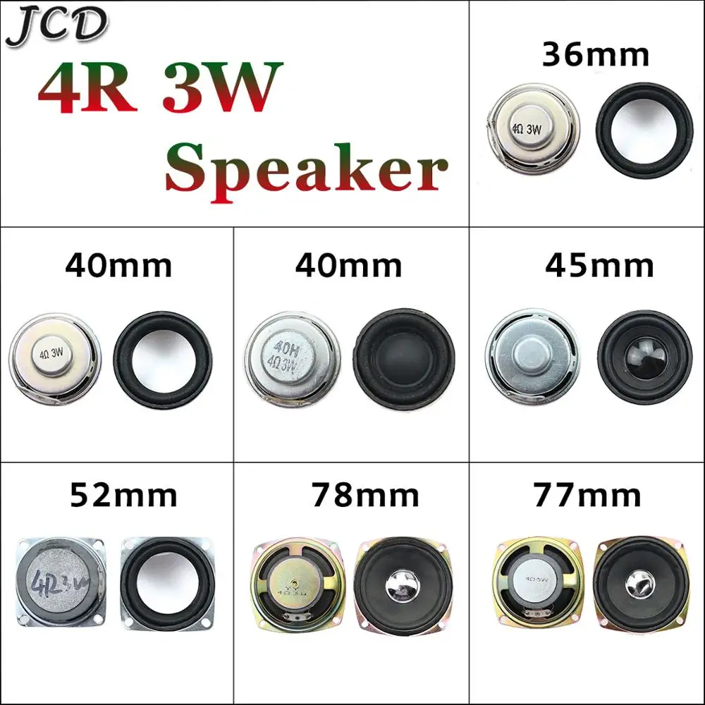 JCD Speaker Horn 3W 4R Diameter 36mm 40mm 45mm 52mm 78mm 77mm  40CM Mini Amplifier Rubber Gasket Loudspeaker Trumpet