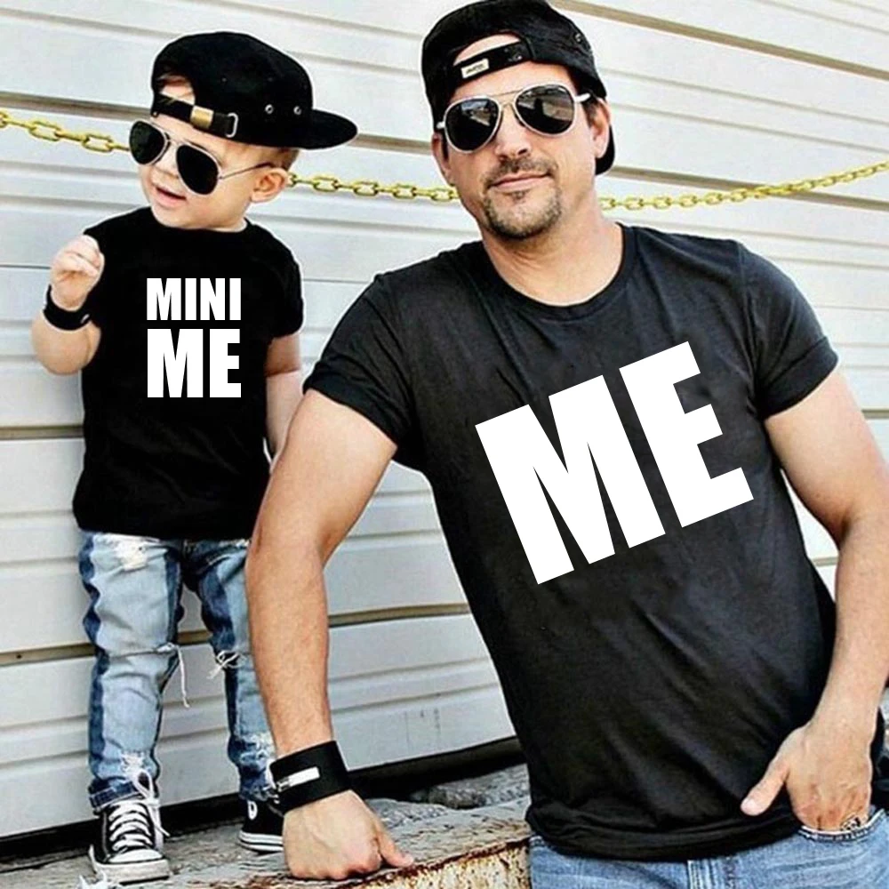 ME and MINI me Little print t-shirt Family Matching Clothes Father and Son Kids Clothes daddy Baby boy Family Look t shirts