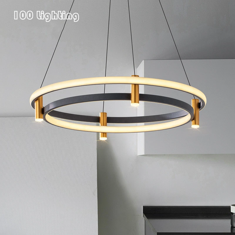 Modern Round Dinning room LED Chandelier Foyer Bar Bedroom Hanging Light Fixtures Cord Adjustable Unique Loft Lamp