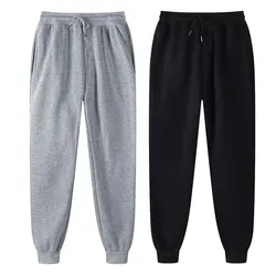 Calça de correr casual masculina, calça monocromática, jogger preta, treino fitness, cinza, marca de moda, inverno, 2024