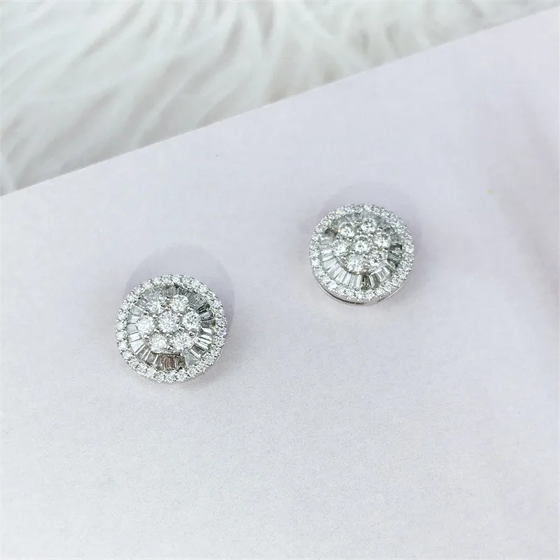 Charm 18K Gold Lab Diamond Stud Earring Real 925 sterling silver Jewelry Engagement Wedding Earrings for Women Bridal Party Gift