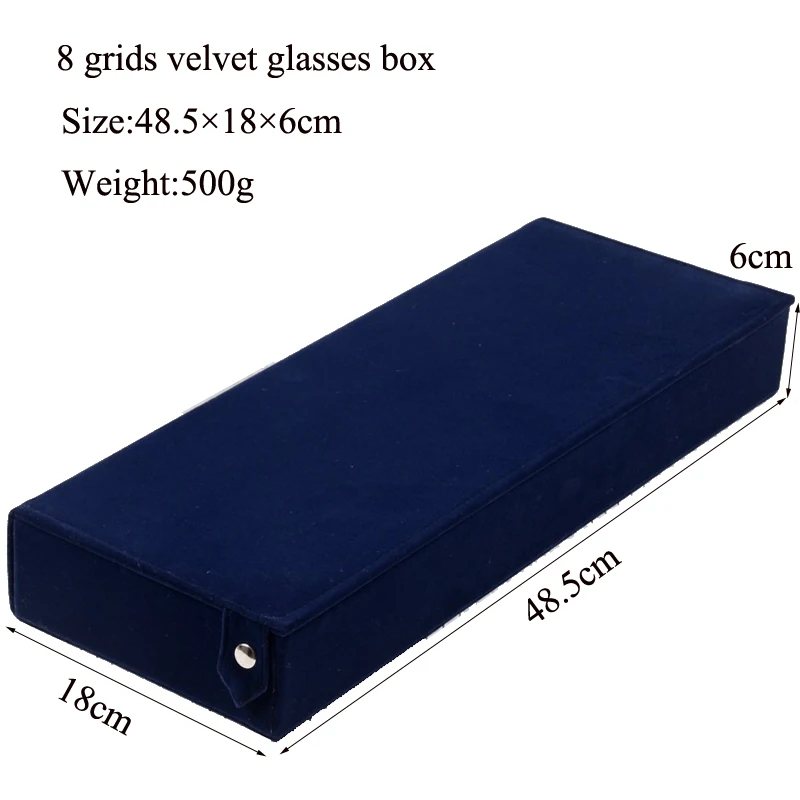 Fashion Velvet Storage 8 Grids Display Glasses Case With Lids Eyeglass Sunglasses Stand Case Watch Box Holder Makeup Organizer