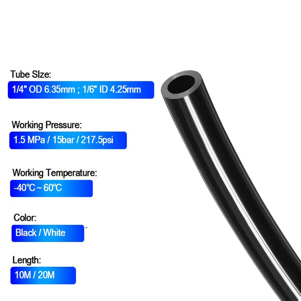 OD 1/4 Cal 1/3/5M biały czarny rurki PE rur wody wąż elastyczny dla RO System filtrowania wody akwarium Revers mgły do nawadniania