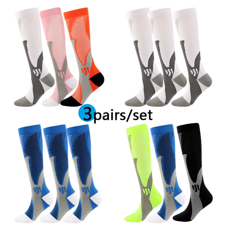 

3pairs/set High Quality Compression Socks Stocking Outdoor Sports Running Hiking Cycling Socks Prevent Varicose Veins Socks