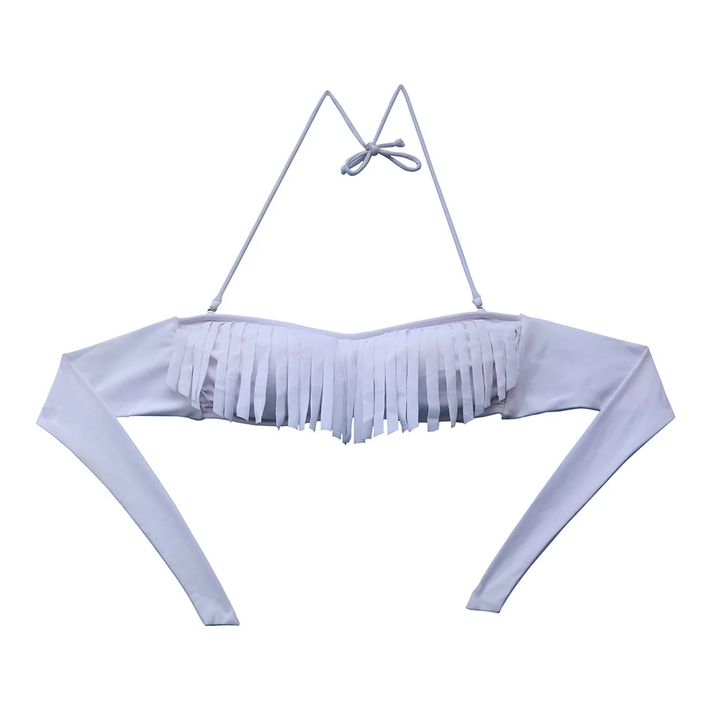 Bandeau Bikini TOP Women Tassels Swimsuit Sexy Swimwear Bathing suits Tops  White Biquini Brazilian Bandage Tanga Swim Suit